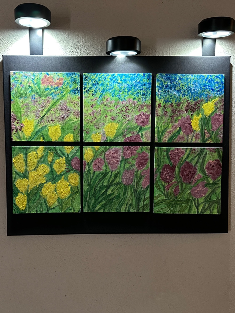 Floral Panel Wall Art in Green, Yellow & Purple by